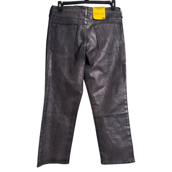 Circus NY High Rise Slim Straight Size 30 Shimmer Stretch Black Silver NWT Sam E - Picture 3 of 11